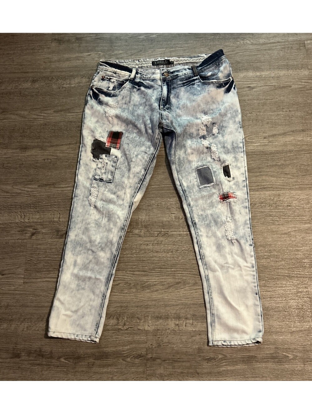 Women's Thrill Apparel Distressed Acid Wash Blue Denim Jeans Size 18W